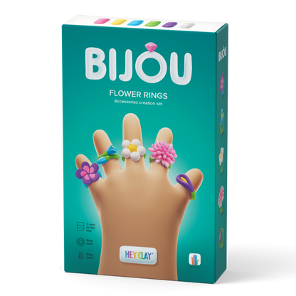 Black Hey Clay Bijou Flower Rings Playdoh & Moulding