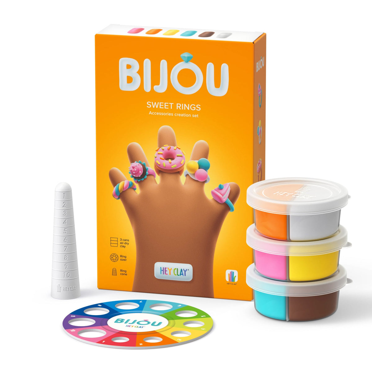 White Smoke Hey Clay Bijou Sweet Rings Playdoh & Moulding