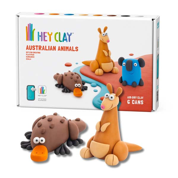 White Smoke Hey Clay Australian Animals Medium Set (6 Cans) Playdoh & Moulding