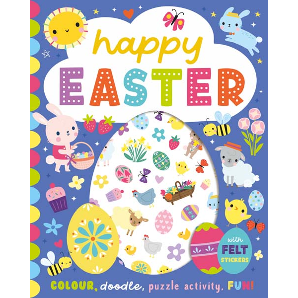 White Smoke Happy Easter Felt Sticker Activity Book Easter