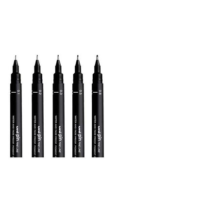 White Smoke UNI PIN Fineliner, Assorted Nib Sizes, Black Ink, Pk5 Pens and Markers