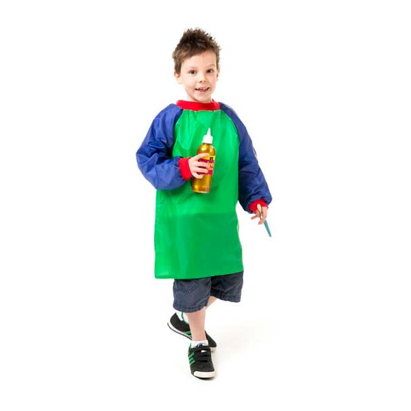 White Smoke Educational Colours Junior Long Sleeve Artist Smock, Ages 5-8 Classroom Supplies