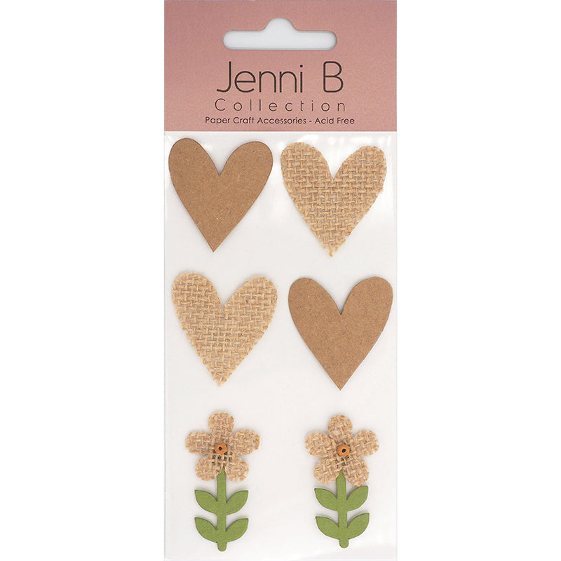 Misty Rose Jenni B Heart Flower Burlap Kraft 6Pcs Stencils and Templates