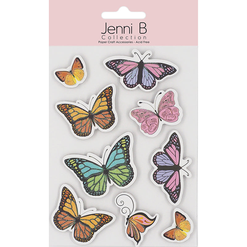 Light Gray Jenni B Butterfly Sparkle 9Pc Stencils and Templates