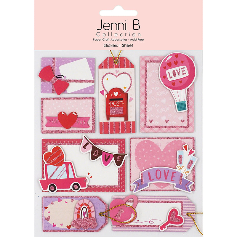 Misty Rose Jenni B Handmade Love Tag 8Pc Stencils and Templates