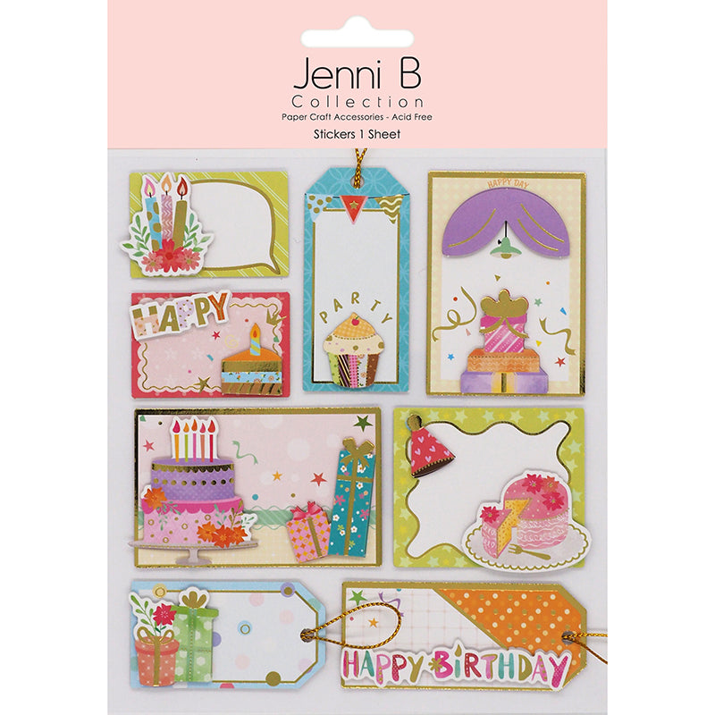 Misty Rose Jenni B Handmade Bday Tag 8Pc Stencils and Templates