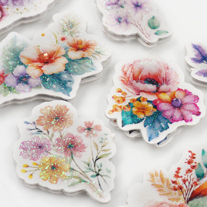 Lavender Jenni B Sticker Floral Sparkle 11Pc Paper Craft