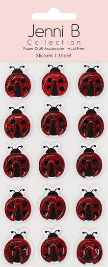 Misty Rose Jenni B Sticker Ladybirds Resin 15Pc Paper Craft