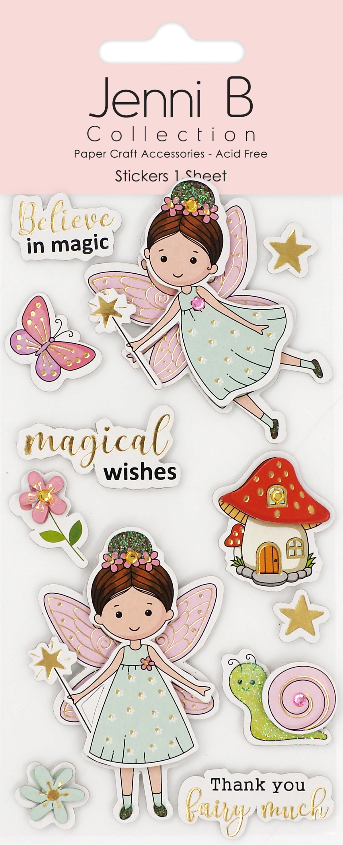 Misty Rose Jenni B Sticker Magical Fairies 12Pc Paper Craft
