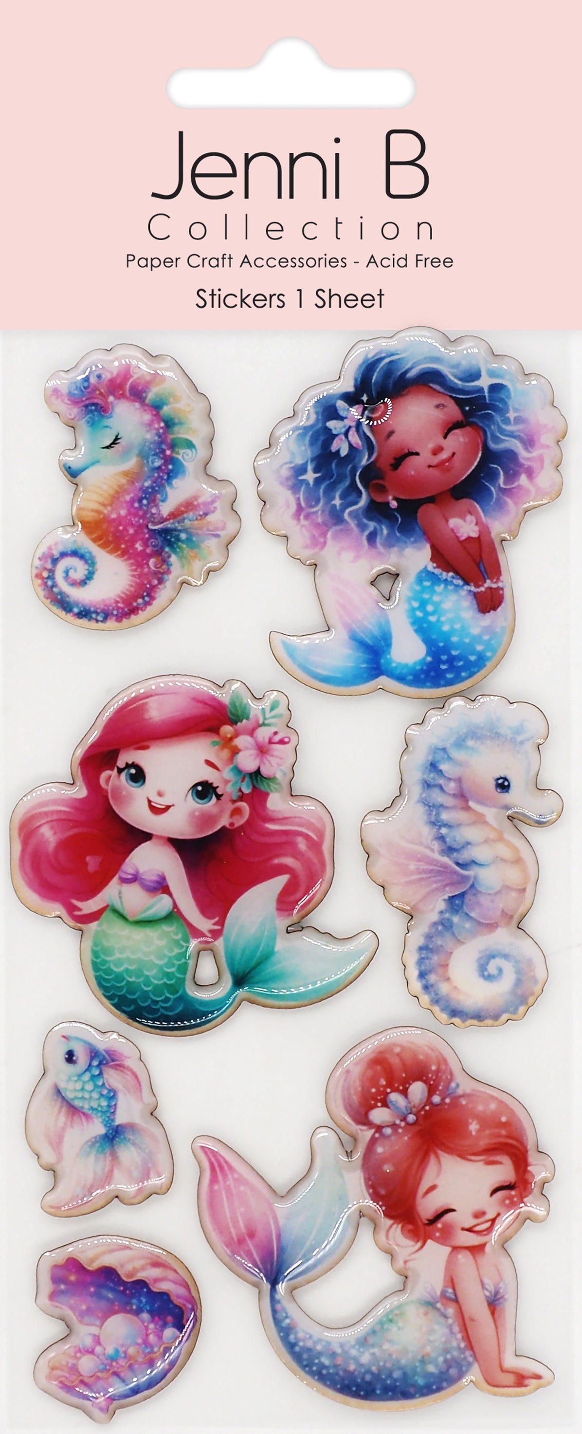 Misty Rose Jenni B Sticker Mermaids Resin 7Pc Paper Craft