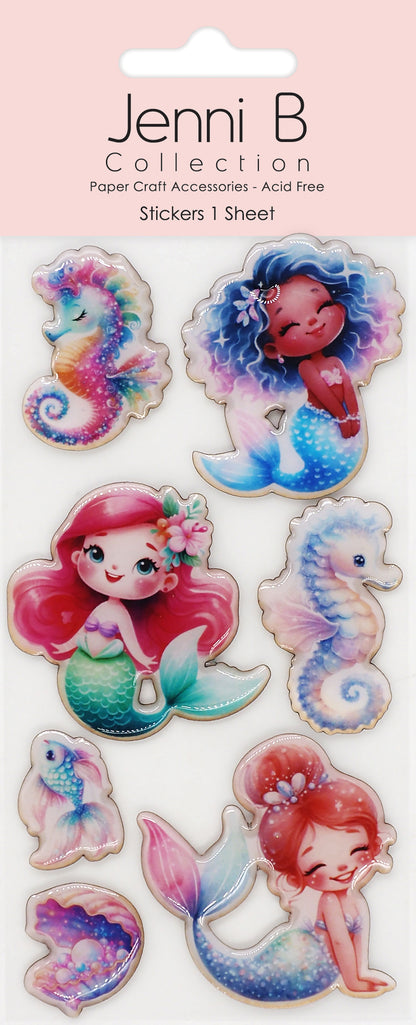 Misty Rose Jenni B Sticker Mermaids Resin 7Pc Paper Craft