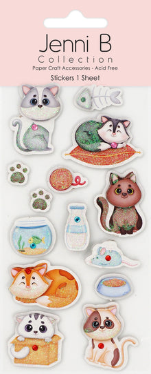 Misty Rose Jenni B Sticker Kitty Sparkle 14Pc Paper Craft