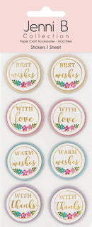 Misty Rose Jenni B Sticker Best Wishes Sparkle 8Pc Paper Craft