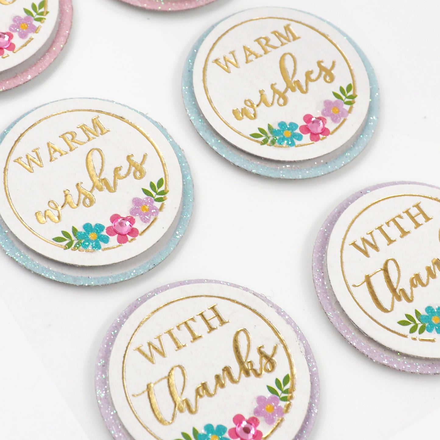 White Smoke Jenni B Sticker Best Wishes Sparkle 8Pc Paper Craft