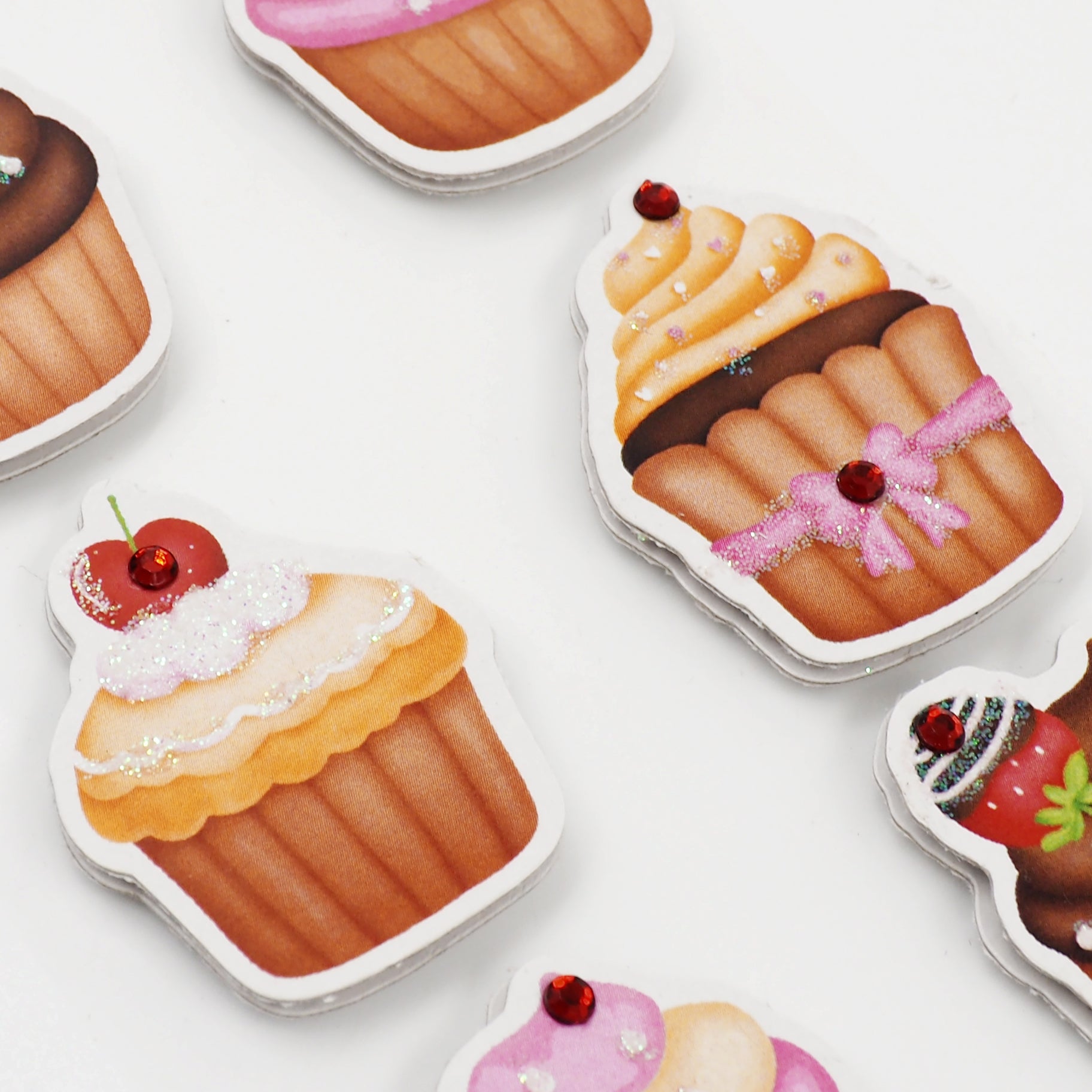Lavender Jenni B Sticker Cupcake Sparkle 8Pc Paper Craft