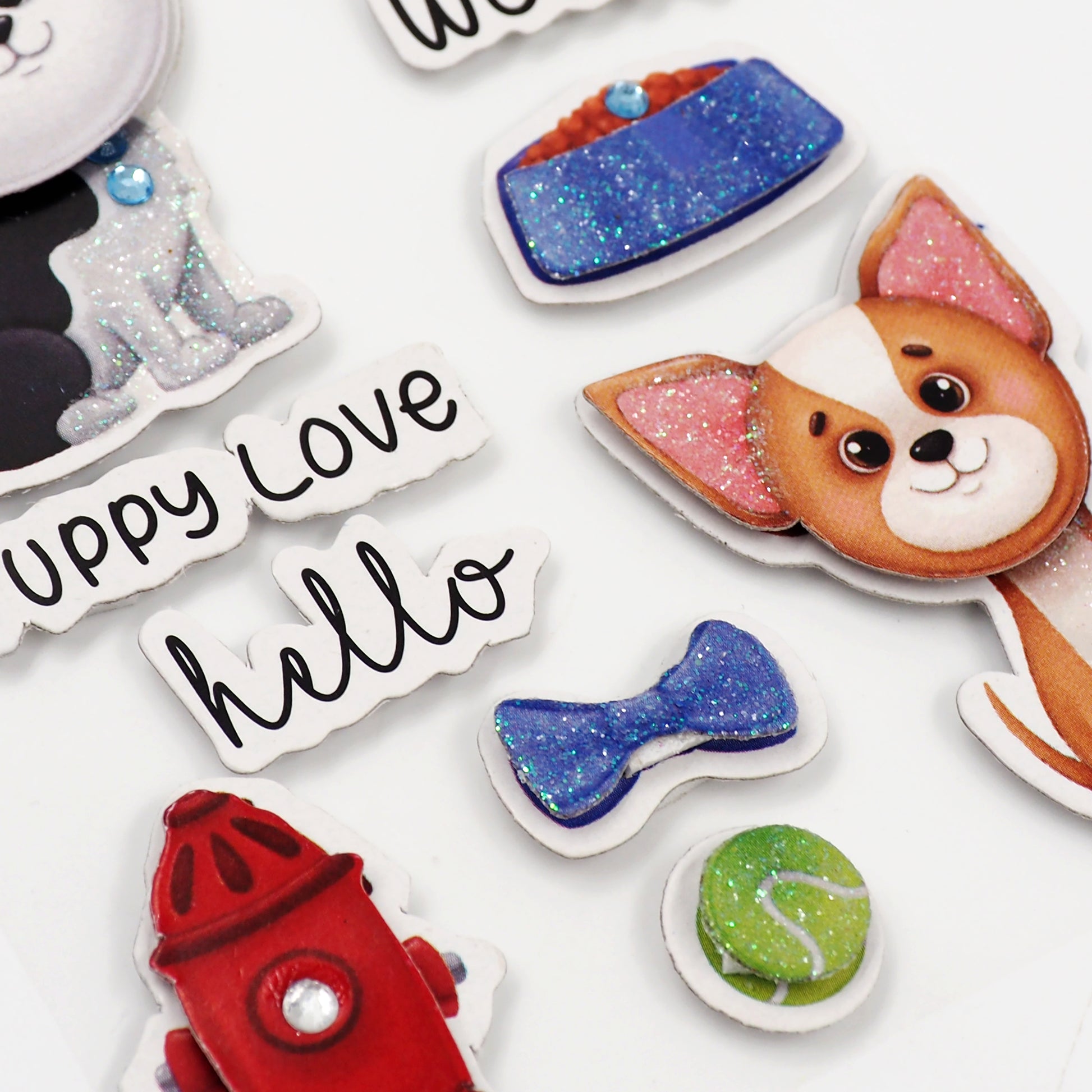 Lavender Jenni B Sticker Puppy Love Sparkle 15Pc Paper Craft