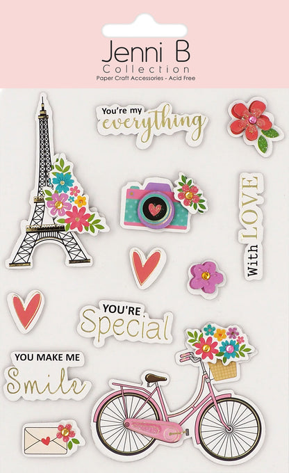 Lavender Jenni B Sticker Paris 12Pc Paper Craft