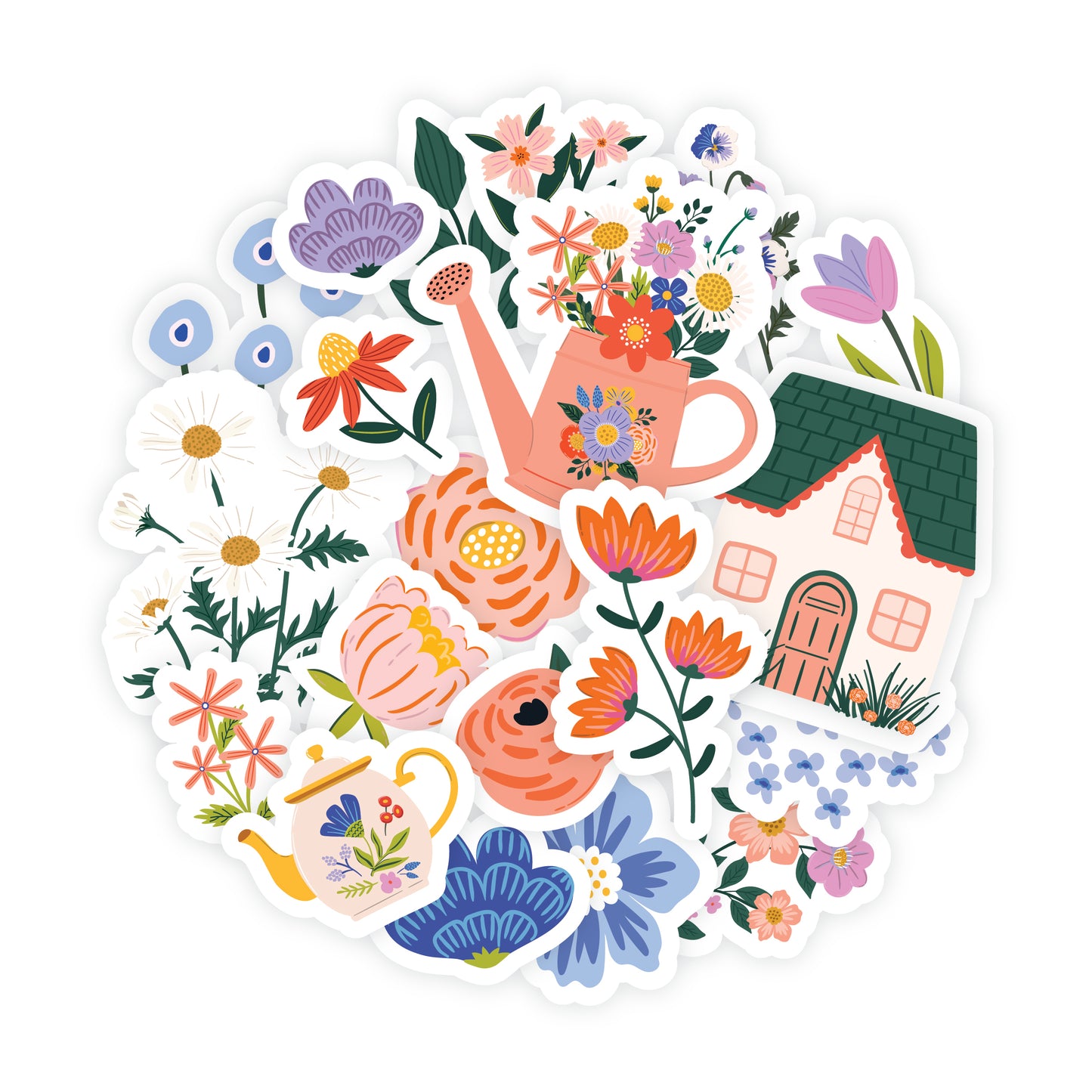 White Smoke Jenni B Diecut Sticker Floral 20Pc Paper Craft