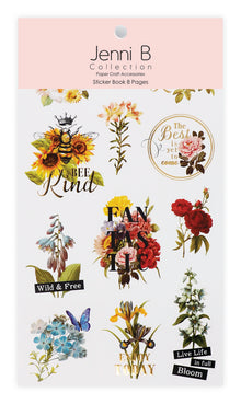 Misty Rose Jenni B Sticker Book Vintage Floral 8Pg Paper Craft