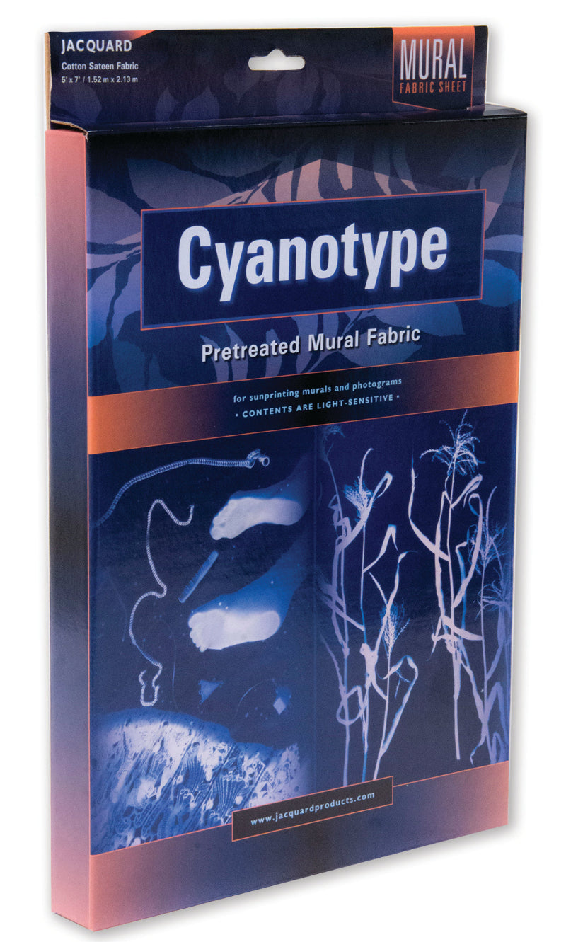 White Smoke Jacquard Cyanotype Pre-treated Mural Fabric, 1.52m x 2.13m Sheet Cyanotype