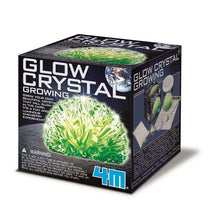 Glow crystal growing kit box with green crystal artwork and large blue "4M"