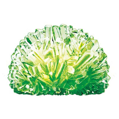 Green glow crystal cluster with faceted crystal pieces
