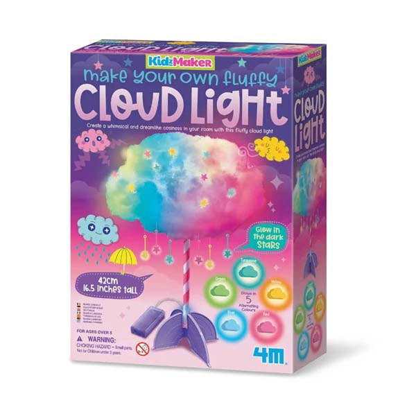 Kids cloud light DIY kit box, colorful fluffy cloud and glow-in-the-dark stars