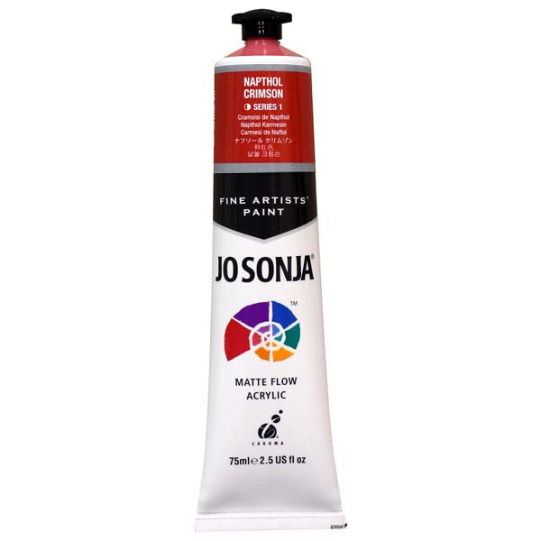 White Smoke Jo Sonja's Matte Flow Acrylic Paint Napthol Crimson 75ml S1 Paint