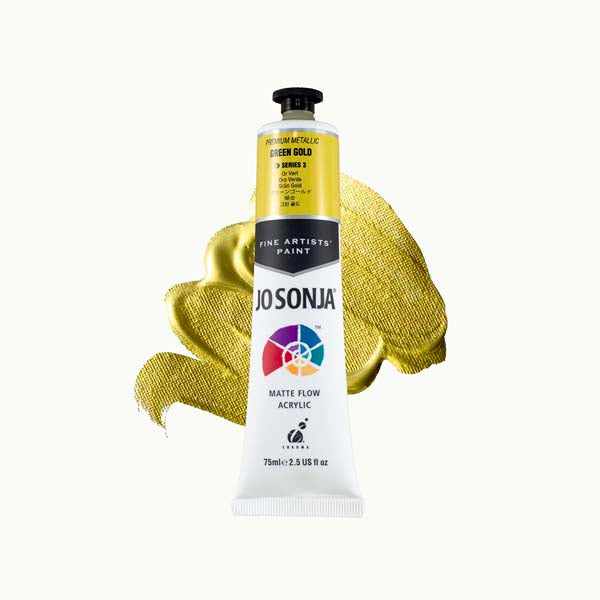 White Smoke Jo Sonja's Matte Flow Acrylic Paint Metallic Green Gold 75ml S3 Paint