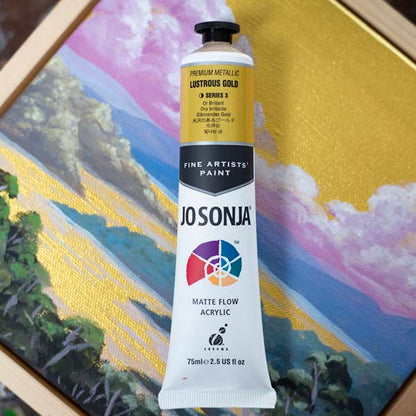 Dark Khaki Jo Sonja's Matte Flow Acrylic Paint Metallic Green Gold 75ml S3 Paint