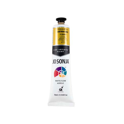 White Smoke Jo Sonja's Matte Flow Acrylic Paint Metallic Lustrous Gold 75ml S3 Paint