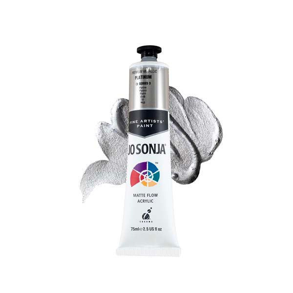 White Smoke Jo Sonja's Matte Flow Acrylic Paint Metallic Platinum 75ml S3 Paint