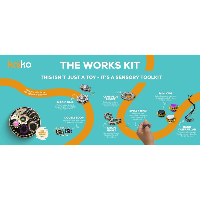 Medium Turquoise Kaiko The Works Fidget Kit Black Fidget Toys
