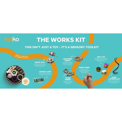 Medium Turquoise Kaiko The Works Fidget Kit Black Fidget Toys