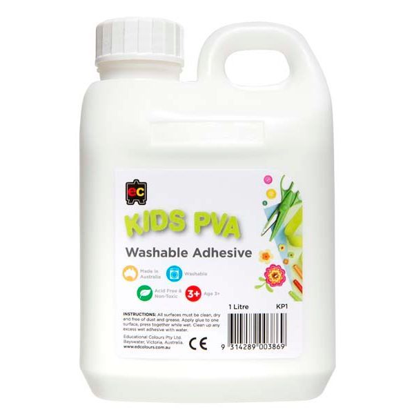 White Smoke Educational Colours Kids Washable PVA Glue 1ltr Kids Glues