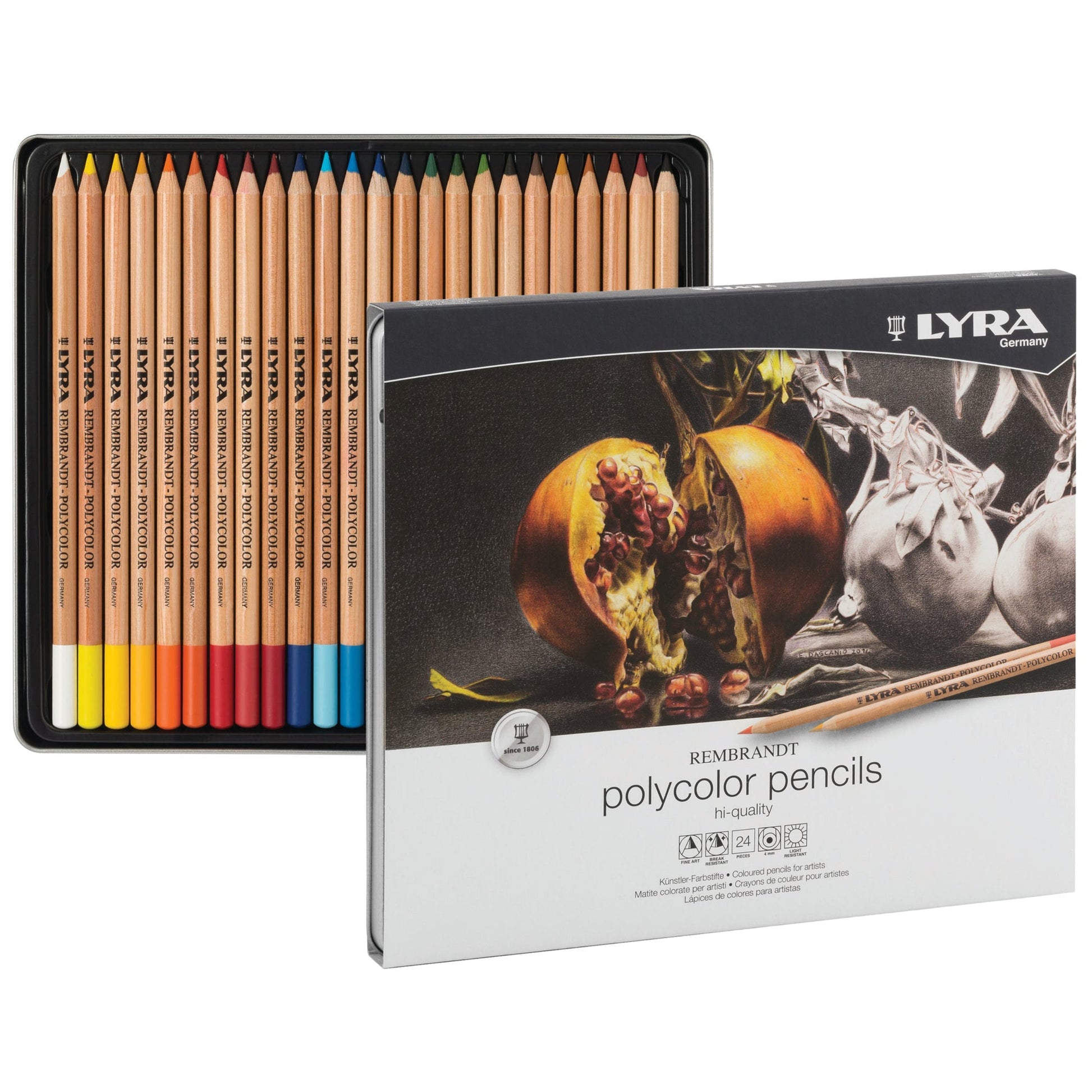 White Smoke Lyra Rembrandt Polycolor  Metal Box 24 pcs Pencils