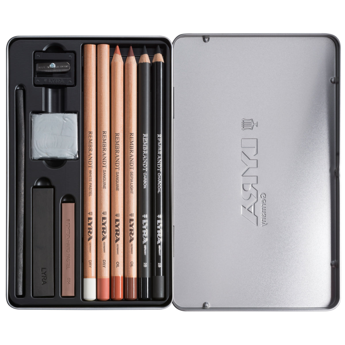 Gray Lyra Rembrandt Sketching Set 6 Pencils In Metal Box Pencils
