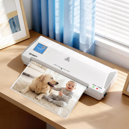 Lavender Devanti A4 Laminator Machine, Hot & Cold Thermal Fast Lamination Anti-Jam Laminator for Office School Home Document Photo Card Handmade A4 A5 A6, White Home & Garden > Home Office Accessories > Laminators