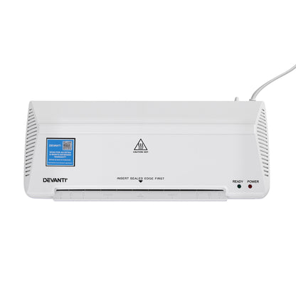 White Smoke Devanti A4 Laminator Machine, Hot & Cold Thermal Fast Lamination Anti-Jam Laminator for Office School Home Document Photo Card Handmade A4 A5 A6, White Home & Garden > Home Office Accessories > Laminators