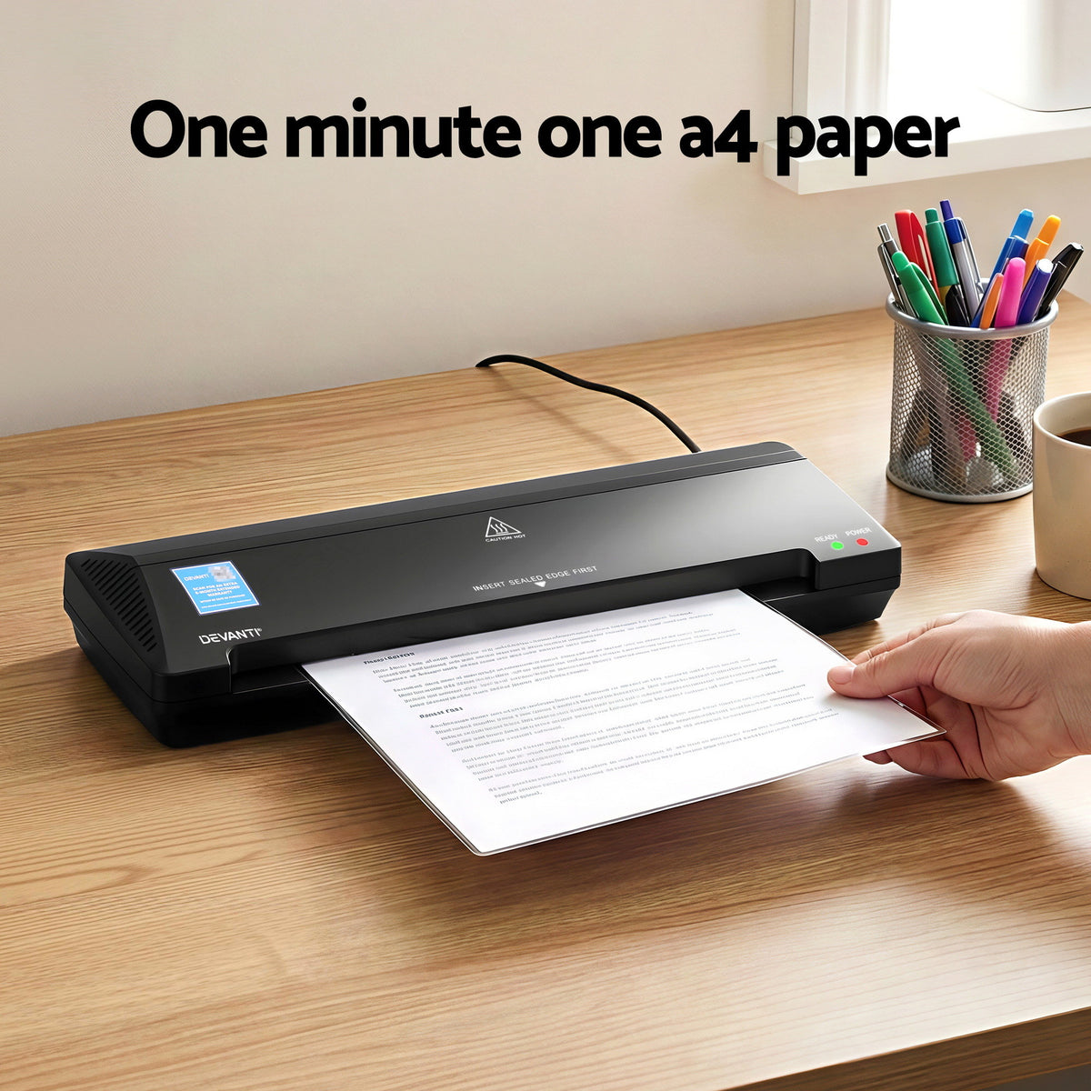 Gray Devanti A3 Laminator Machine, Hot & Cold Thermal Fast Lamination Anti-Jam Laminator for Office School Home Document Photo Card Handmade A3 A4 A5 A6, Black Home & Garden > Home Office Accessories > Laminators