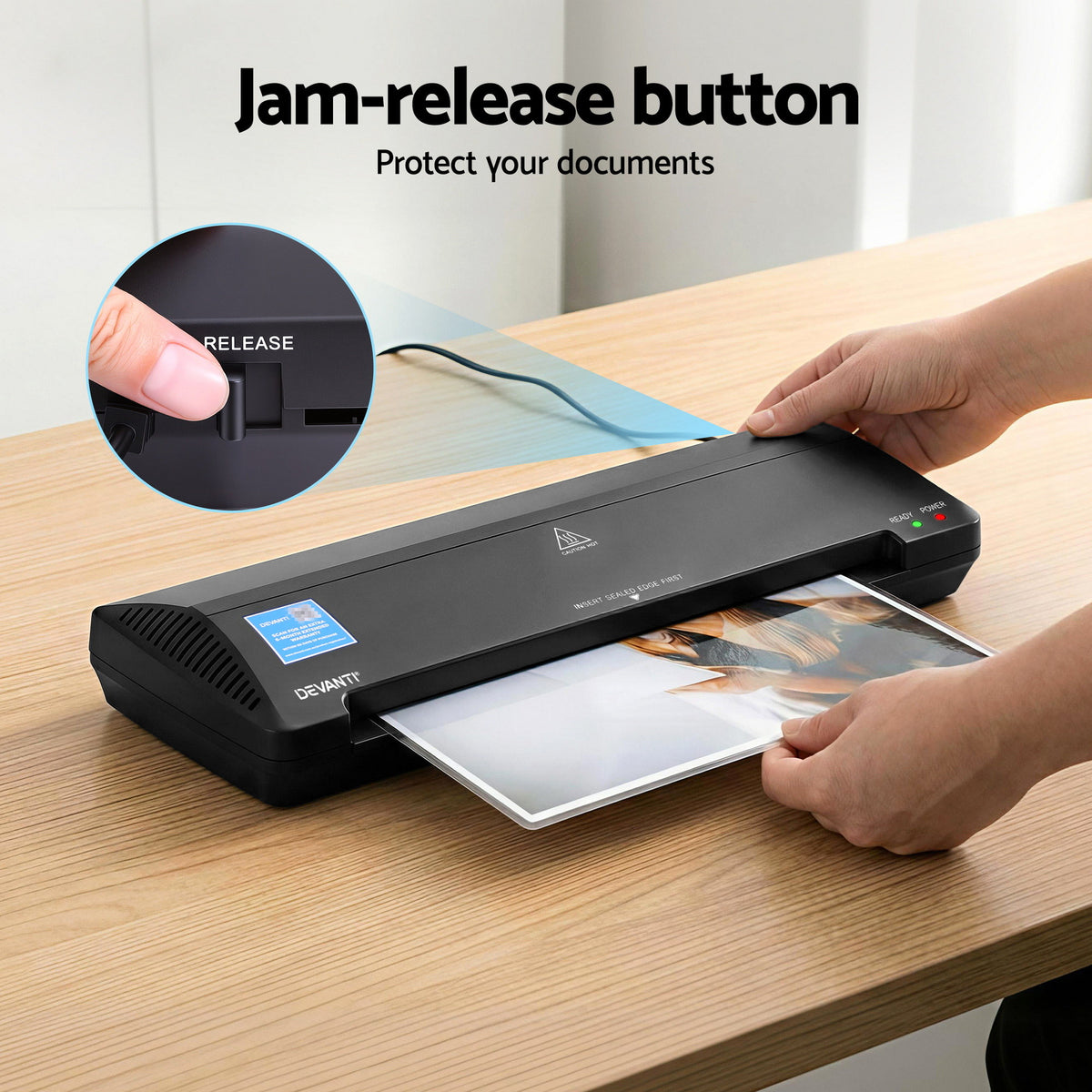 Tan Devanti A3 Laminator Machine, Hot & Cold Thermal Fast Lamination Anti-Jam Laminator for Office School Home Document Photo Card Handmade A3 A4 A5 A6, Black Home & Garden > Home Office Accessories > Laminators