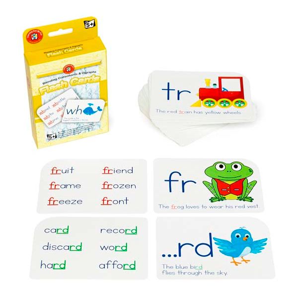 White Smoke Learning Can Be Fun Blending Consonants & Digraphs Flash Cards Classroom Supplies