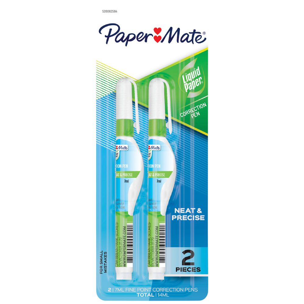 White Smoke Liquid Paper Correction Pen 7ml  - 2 Pack Correction