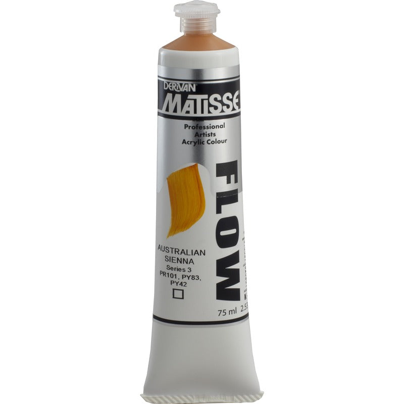 White Smoke Derivan Matisse Flow Acrylic Paint, S3, 75ml, Australian Sienna Acrylic Paints