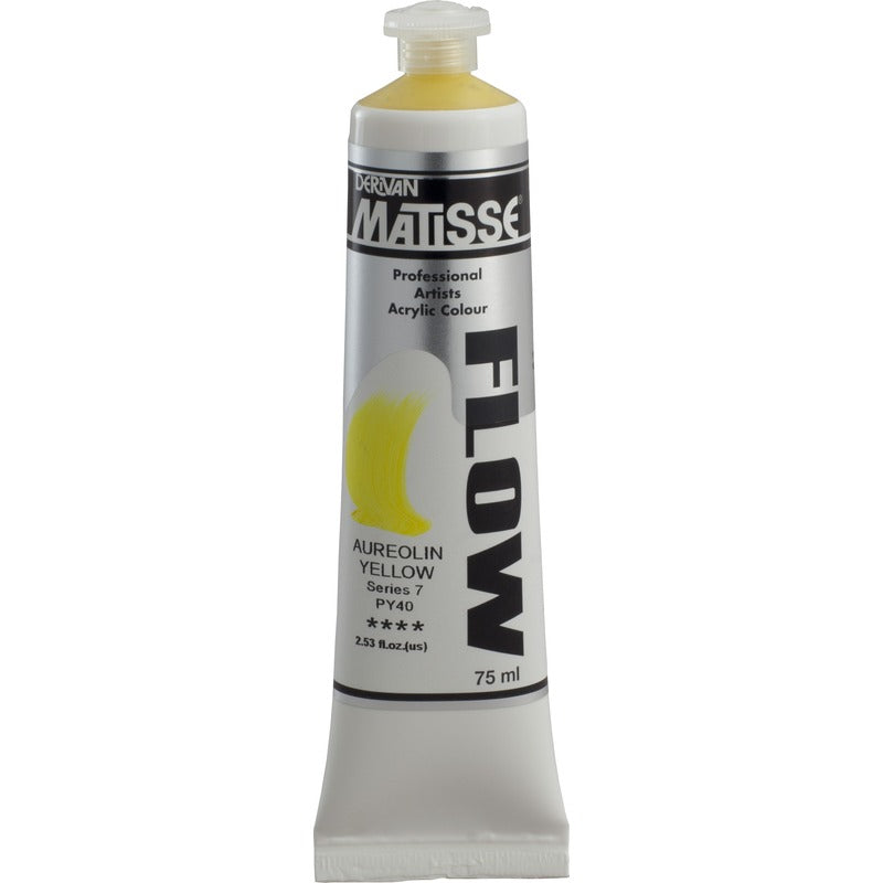 White Smoke Derivan Matisse Flow Acrylic Paint, S7, 75ml, Aureolin Yellow Acrylic Paints