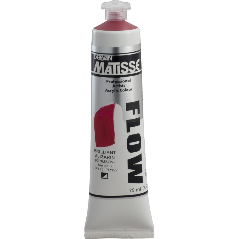 White Smoke Derivan Matisse Flow Acrylic Paint, S3, 75ml, Brilliant Alizarine Acrylic Paints