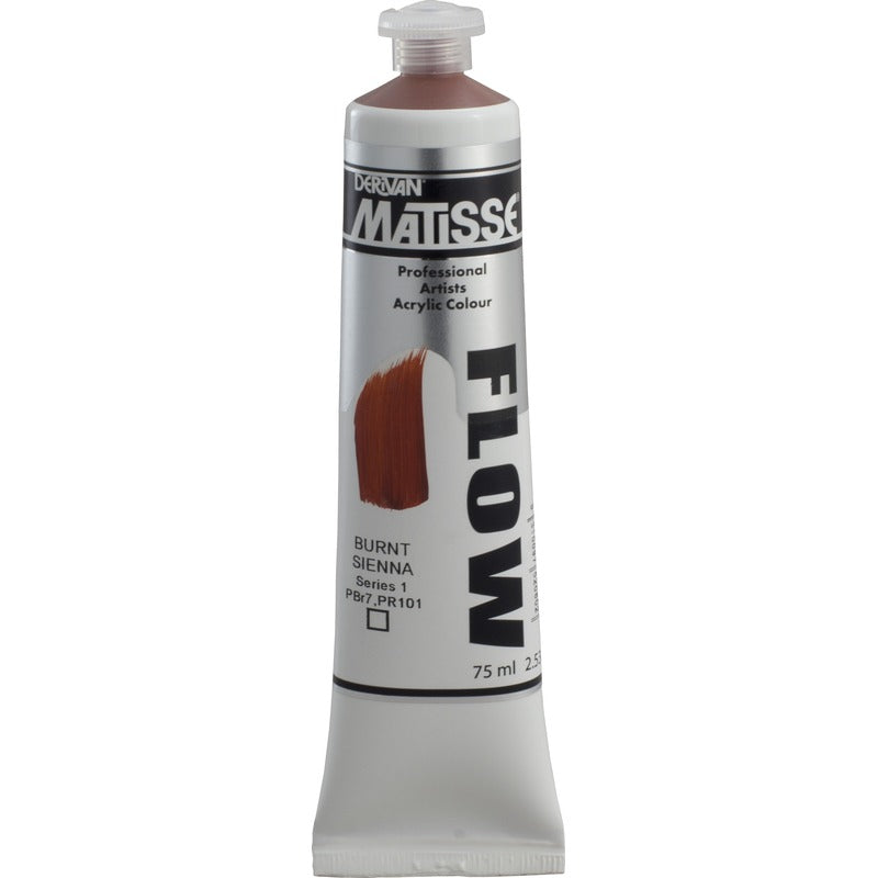 White Smoke Derivan Matisse Flow Acrylic Paint, S1, 75ml, Burnt Sienna Acrylic Paints