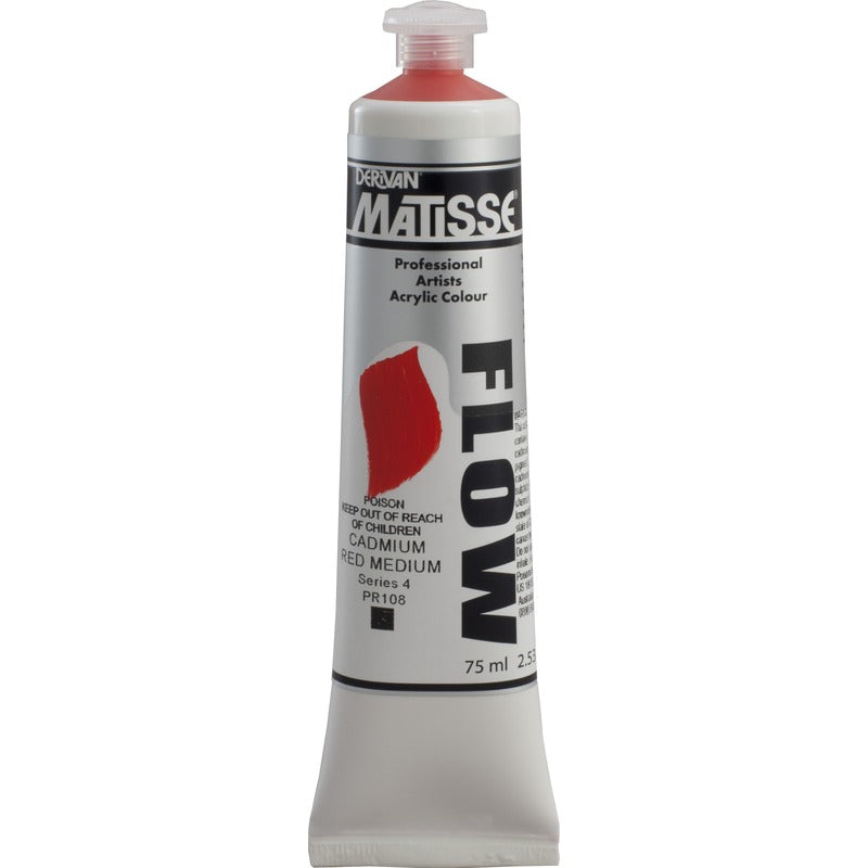White Smoke Derivan Matisse Flow Acrylic Paint, S4, 75ml, Cadmium Red medium Acrylic Paints