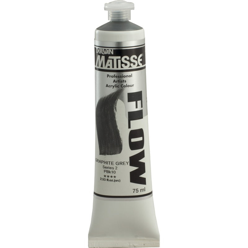 White Smoke Derivan Matisse Flow Acrylic Paint, S2, 75ml, Graphite Grey Acrylic Paints