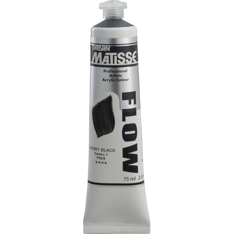 White Smoke Derivan Matisse Flow Acrylic Paint, S1, 75ml, Ivory Black Acrylic Paints